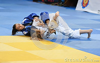 Orenburg, Russia - 21 October 2017: Girls compete in Judo Editorial Stock Photo