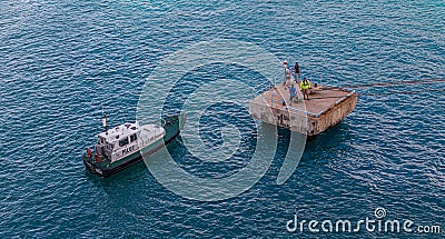 Pilot Boat Approaching Mooring Platform Editorial Stock Photo