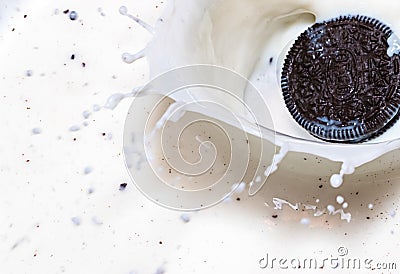 Oreo Cookies in splash of milk Stock Photo