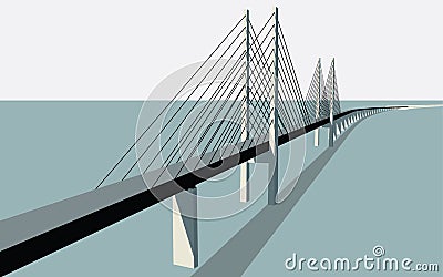 Oresund Bridge Vector Vector Illustration