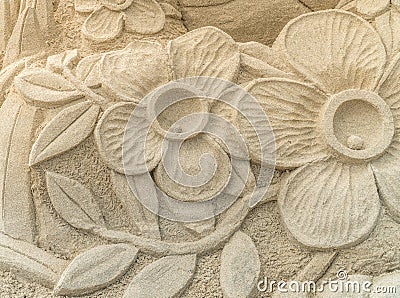 OREWA, NZ - MAR 23: Sand Sculpture of Flowers at the Orewa Sand Castle Competition Mar 23 2019 Editorial Stock Photo