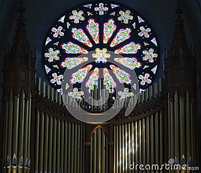 The organ at the Basilica of Our Lady, Opus 796 Stock Photo