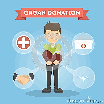 Organ donation man. Vector Illustration