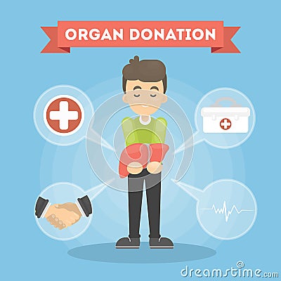 Organ donation man. Vector Illustration