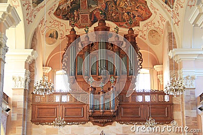 Organ of Ebersmunster's church, Alsace Stock Photo