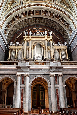 Organ in Esztergom basilica in Hungary Editorial Stock Photo