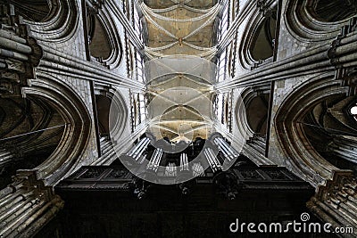 Organ in Gothic Cathedral, Rouen, France Stock Photo