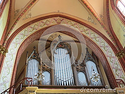 Organ in old church, Lithuania Stock Photo