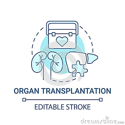 Organ transplantation blue concept icon Vector Illustration