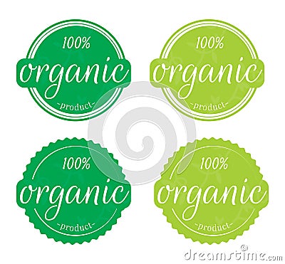 Organic pruduct 100% , Wording Design, Illustration of an organic label / sticker on white background Vector Illustration