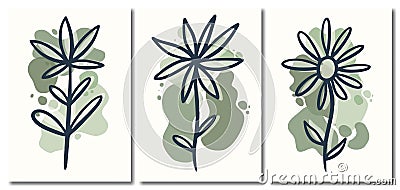 Organic Abstract Minimalist Pastel Background With Leaves Collection Vector Illustration