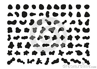 Organic abstract random blob black shapes minimal design. Fluid irregular forms elements. Liquid blotch silhouettes Vector Illustration