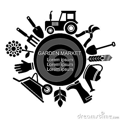 Organic agriculture vector black background Vector Illustration