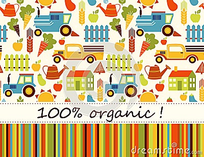 Organic agriculture vector seamless background Vector Illustration