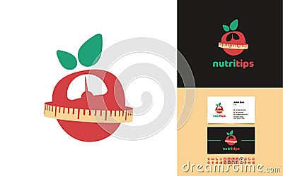 Organic Apple Health Food Nutrition and Diet logo Vector Illustration