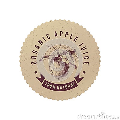 Organic apple juice paper emblem Vector Illustration