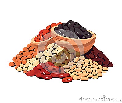 Organic beans heap, fresh and healthy Vector Illustration