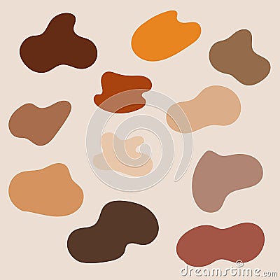 Organic Blob shapes with warm earth tone color Vector Illustration