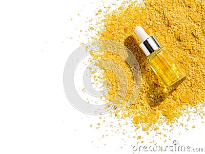 Organic Carnauba Wax come in the form of hard yellow flakes and is widely used in cosmetics Stock Photo