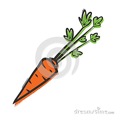 Organic carrot isolated vector illustration popart style Vector Illustration