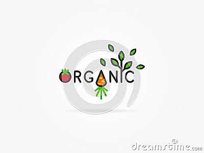 Organic with carrot linear vector illustration Vector Illustration