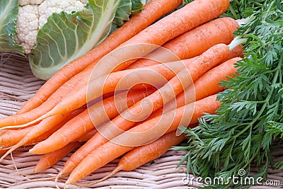 Organic Carrots and Cauliflower Stock Photo