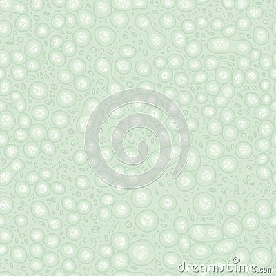 Organic cell structure seamless pattern in soft green tones Vector Illustration