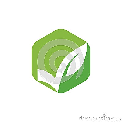 Organic check logo template illustration. Check leaf icon logo design template. Vector Illustration