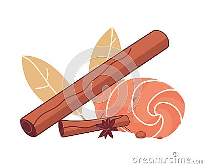 Organic cinnamon seasoning for gourmet meals Vector Illustration