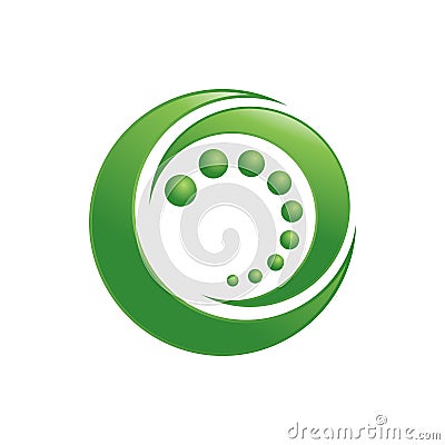 Organic Circle Green Crescent Symbol Design Vector Illustration