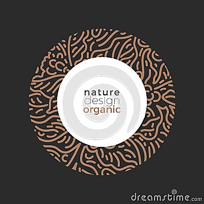 Organic coffee. Vector art round illustration Vector Illustration