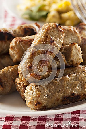 Organic Cooked Maple Breakfast Sausage Stock Photo