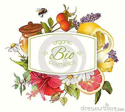 Organic cosmetics banner Vector Illustration