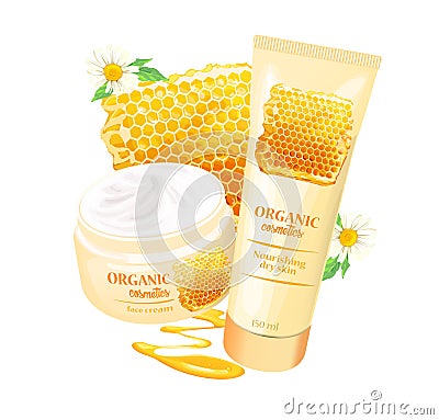 Organic cosmetics product with strawberries vector Vector Illustration