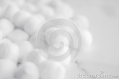 Organic cotton balls background for morning routine, spa cosmetics, hygiene and natural skincare beauty brand product as Stock Photo