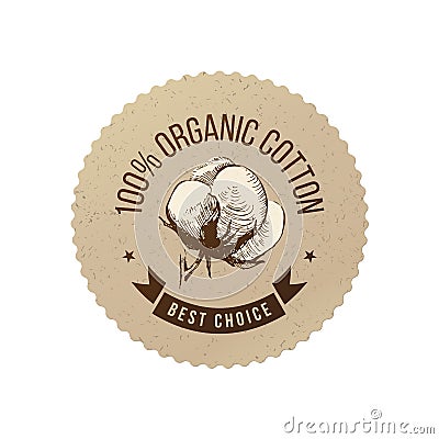 Organic cotton emblem Vector Illustration