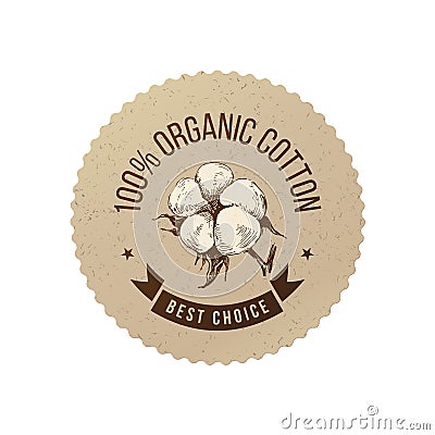 Organic cotton emblem Vector Illustration