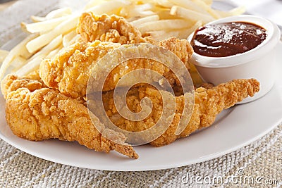 Organic Crispy Chicken Strips Stock Photo