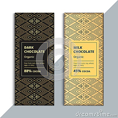 Organic dark and milk chocolate bar design. Creative abstract ch Vector Illustration