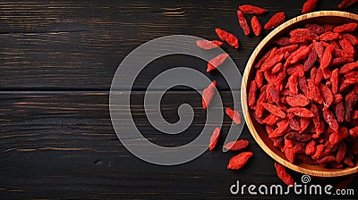 Organic Dried Goji Berry Horizontal Background. Stock Photo