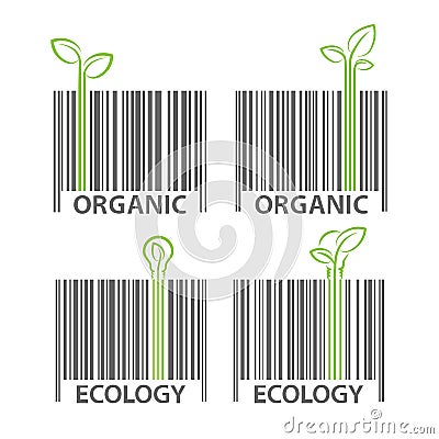 Organic ecology barcode symbol vector set Vector Illustration