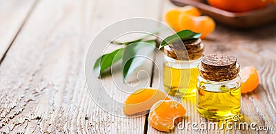 Organic essential tangerine, mandarin, clementine oil Stock Photo