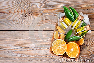 Organic essential tangerine, mandarin, clementine oil Stock Photo