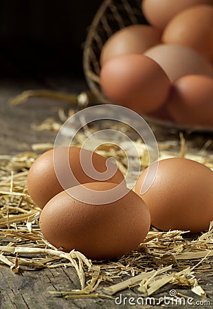 Organic farm fresh eggs Stock Photo