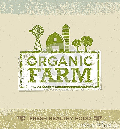 Organic Farm Fresh Healthy Food Eco Green Vector Concept on Paper Background. Vector Illustration
