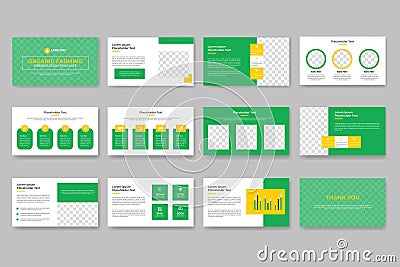 Organic Farming presentation slide template or agriculture PowerPoint presentation template Vector Illustration