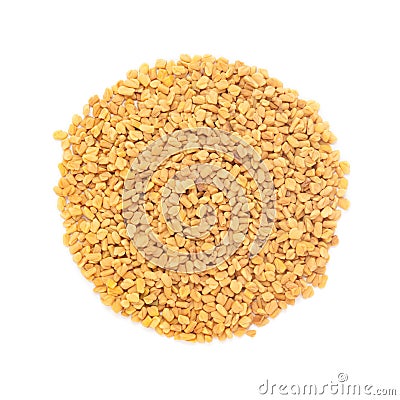 Organic Fenugreek seed Trigonella foenum-graecum in Circle Shape. Stock Photo