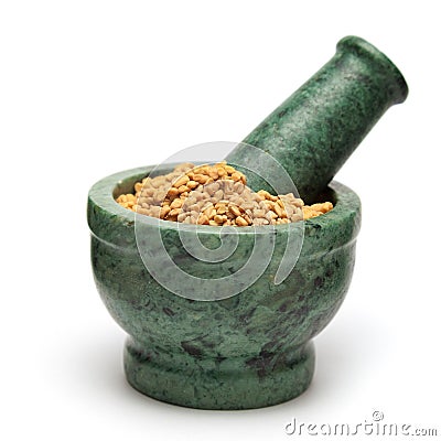 Organic Fenugreek (Trigonella foenum-graecum). Stock Photo