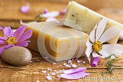 Organic floral soap.Natural skincare soaps Stock Photo