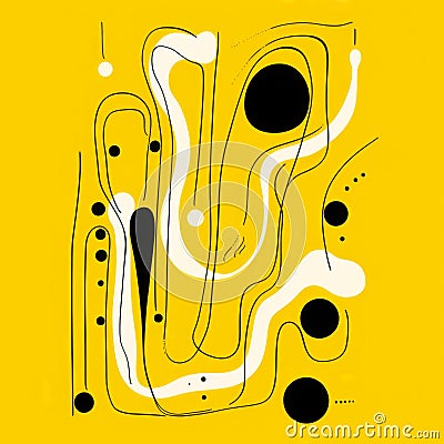 Organic Flowing Forms: A Minimalist Yellow Illustration Cartoon Illustration